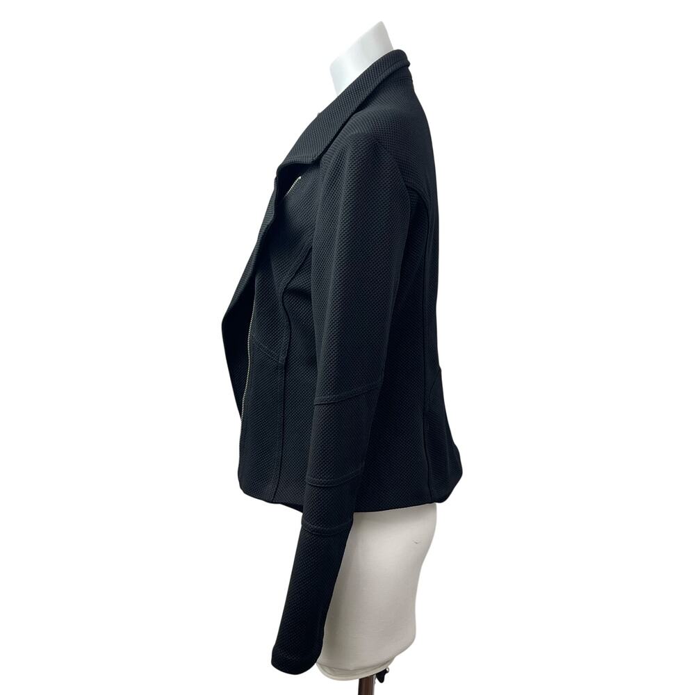 Express Women;s Black Long Sleeve Asymmetric Zip Textured Moto Biker Jacket L - Picture 4 of 7
